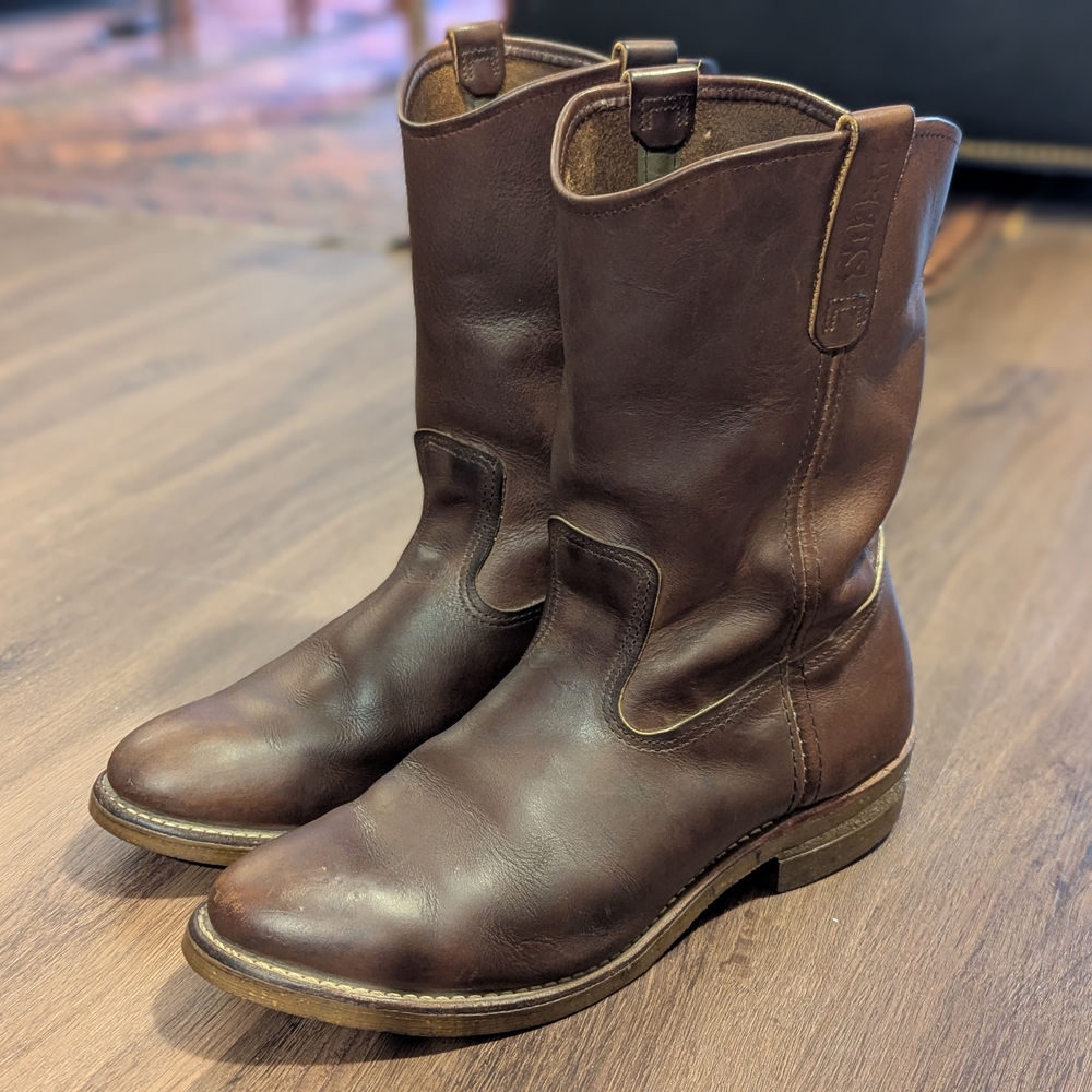 Red Wing Brown Cowboy Western Boots Leather Pull-On